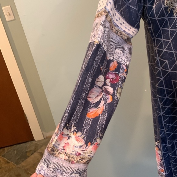 Simrans pret Pakistani Kurta Long Sleeve Blue Beaded Embroidered Women’s Medium - Picture 4 of 11